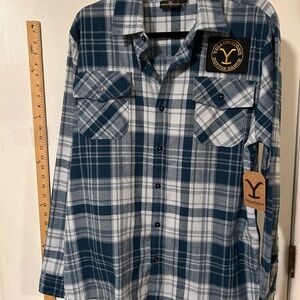 Yellowstone Men's Blue and Gray Plaid Casual Shirt